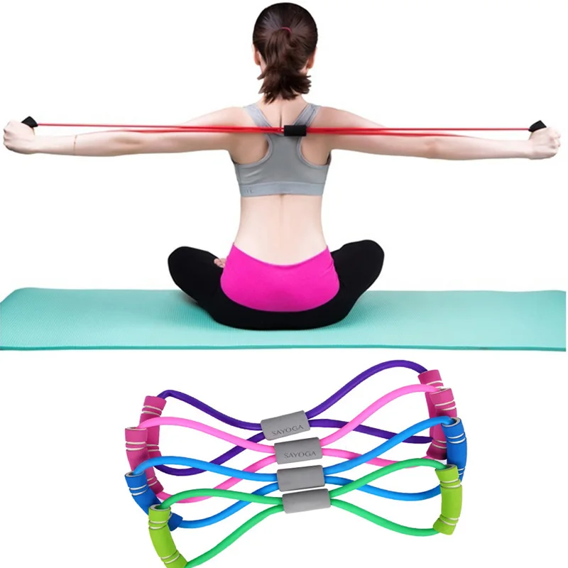 2021 Yoga Gum Fitness Resistance 8 Word Chest Expander Pull Rope Workout Muscle Fitness Rubber Elastic Bands For Sports Exercise