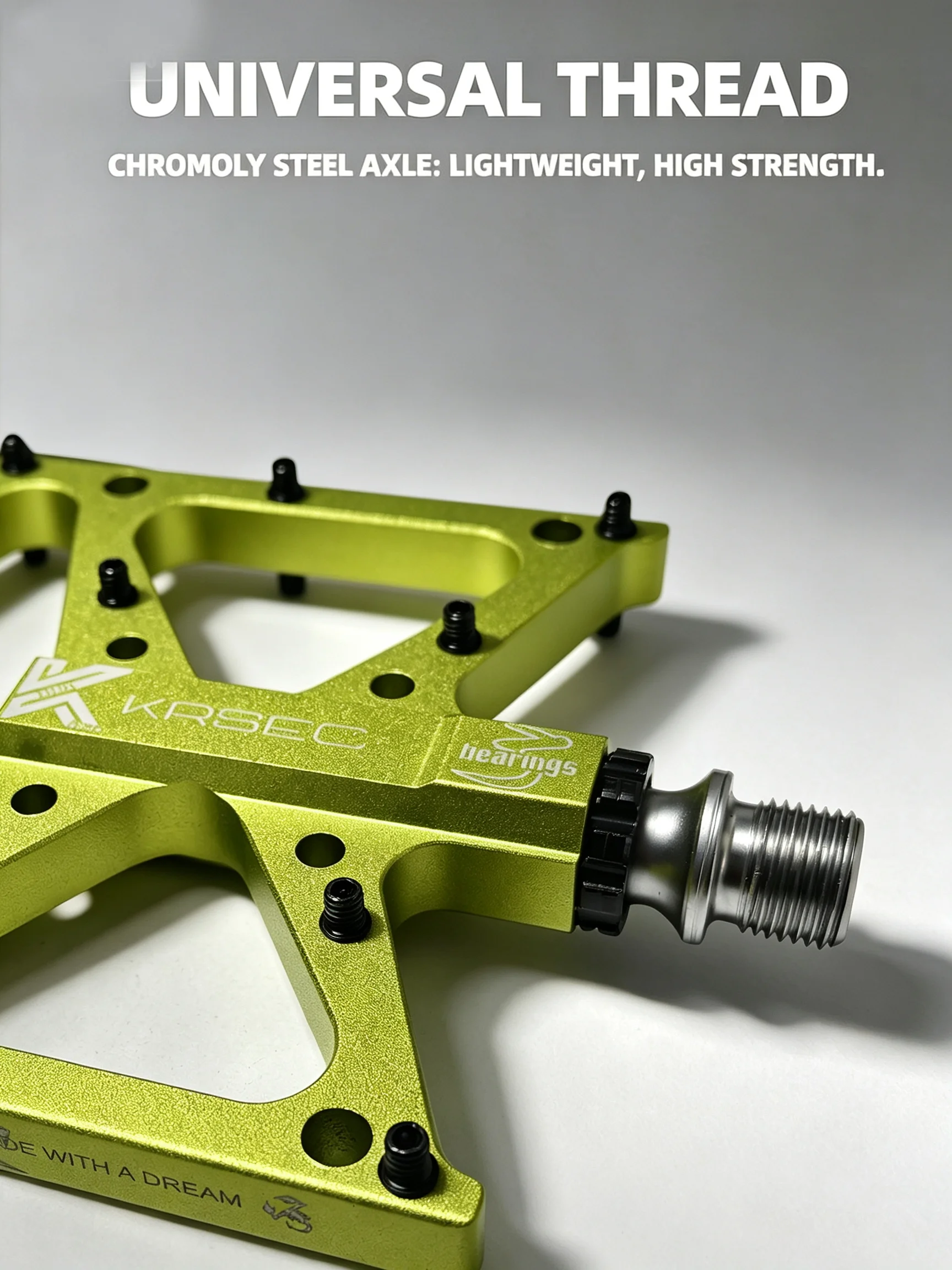 KRSEC 3-Lager Mountainbike- und Rennrad-Pedale mit abgedichteten Lagern, hochfeste, rutschfeste Pedale, Fahrradzubehör – Detail 4