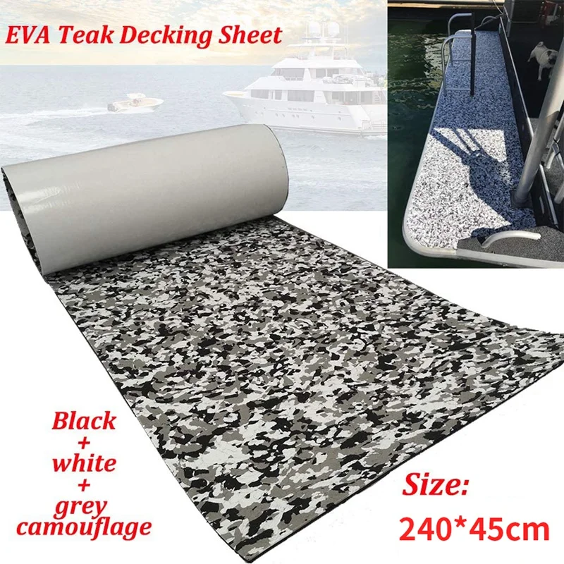 EVA Foam Faux Teak Boat Decking Sheet Non-Skid Self-Adhesive Sea Deck Marine Yacht RV Boat 45X240cm Camouflage