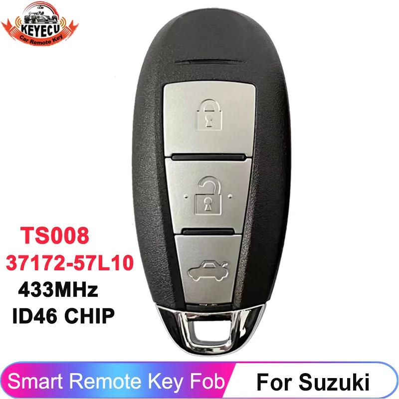 KEYECU TS008 433MHz ID46 PCF7952 Chip For Suzuki Swift Kizashi 2010 2011 2012 2013 - 2016 P/N: 37172-57L10 Smart Key Remote Fob