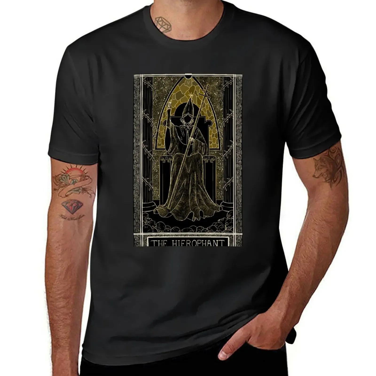 The Kinner Tarot Deck Tarot Card: The Hierophant T-Shirt quick-drying boys whites men workout shirt
