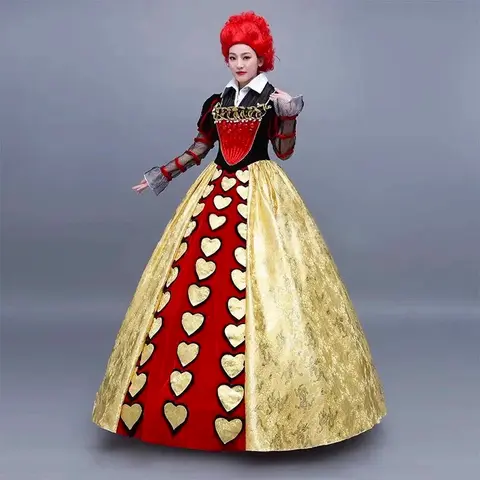 Custom Made New High Quality Alice in Wonderland The Red Queen Costume Dress Adult Women Halloween Cosplay Costume