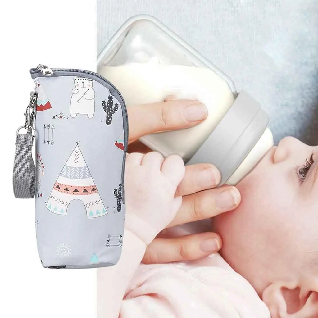 Portable Baby Bottle Warmer Insulated Milk Thermal Storage Bag with Foam Liner for Feeding and Travel Convenience