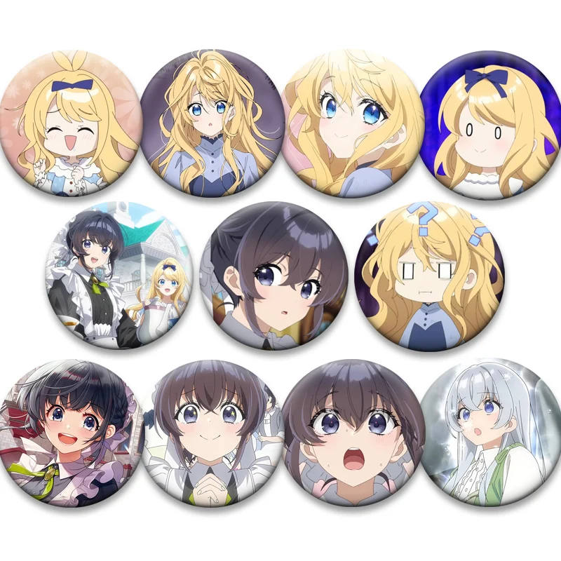 Heroine? Saint? No, I’m Just A Menial Maid (Proudly!) Anime Pins Lila Cartoon Badge Round Brooches for Backpack Accessorys Gifts