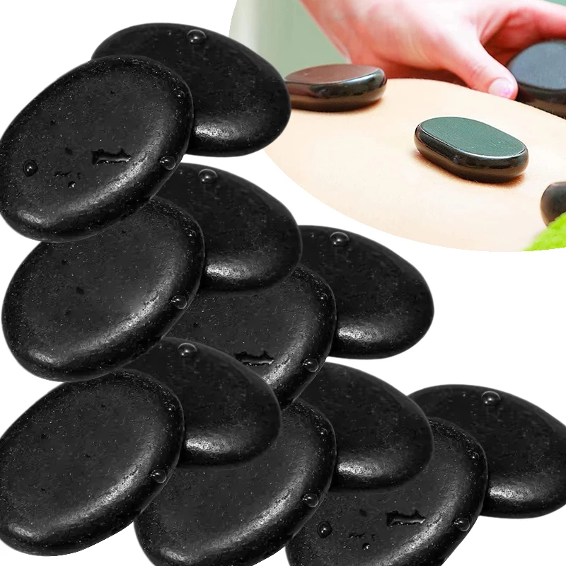 12 Pcs 4x6cm Spa hot Stone Beauty Stones Massage Lava Natural Stone Hot Relieve Stress RELAX jade massage set toe massage