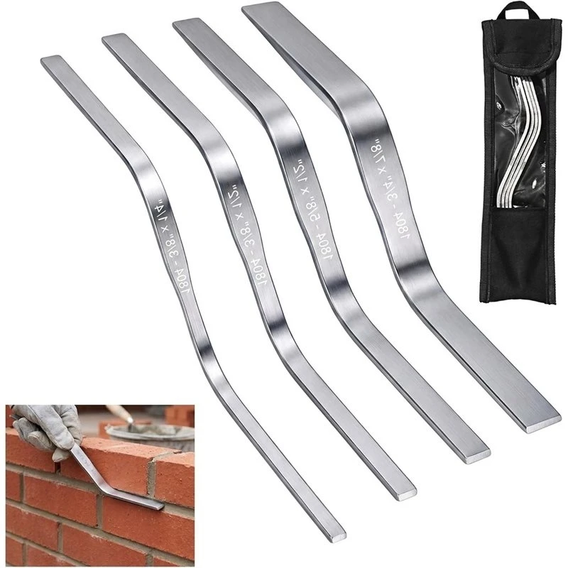 DT19-Bricktuck Pointing Trowel Tool - 4-Piece Stainless Steel Double Ended Bricks Jointer Cement Tools Set For Masonry