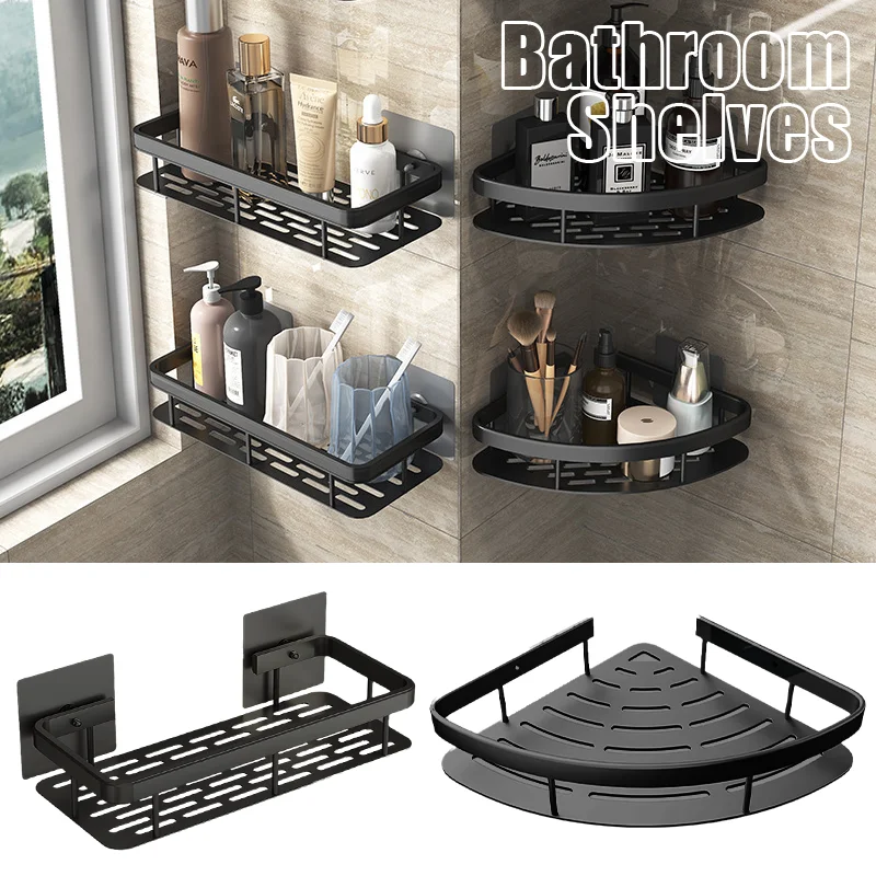 Bathroom Shelf Punch-free Kitchen Storage Organizer Toilet Shampoo Storage Rack Cosmetic Shelf Wall Mounted Shelf For WC