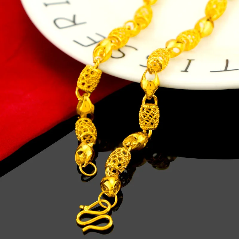 9999 24K real gold Euro jewelry for men and women, hollowed out exquisite necklace fashionable and personalized creative jewelry