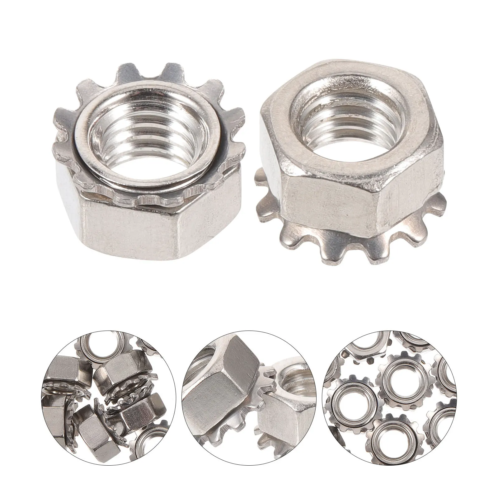 50 قطعة صواميل قفل مسدس M5 الفولاذ المقاوم للصدأ غسالة الأسنان الخارجية مقاومة للحرارة لتقوم بها بنفسك إصلاح جزء المكسرات مع غسالة الأسنان الخارجية #4