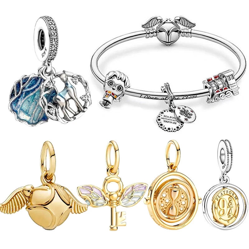 HOT Toys Potter Charm Bead Hot Harrys Series 925 Sterling Silver for Women Original 925 Bracelet Bangle Pendant DIY Jewelry Gift