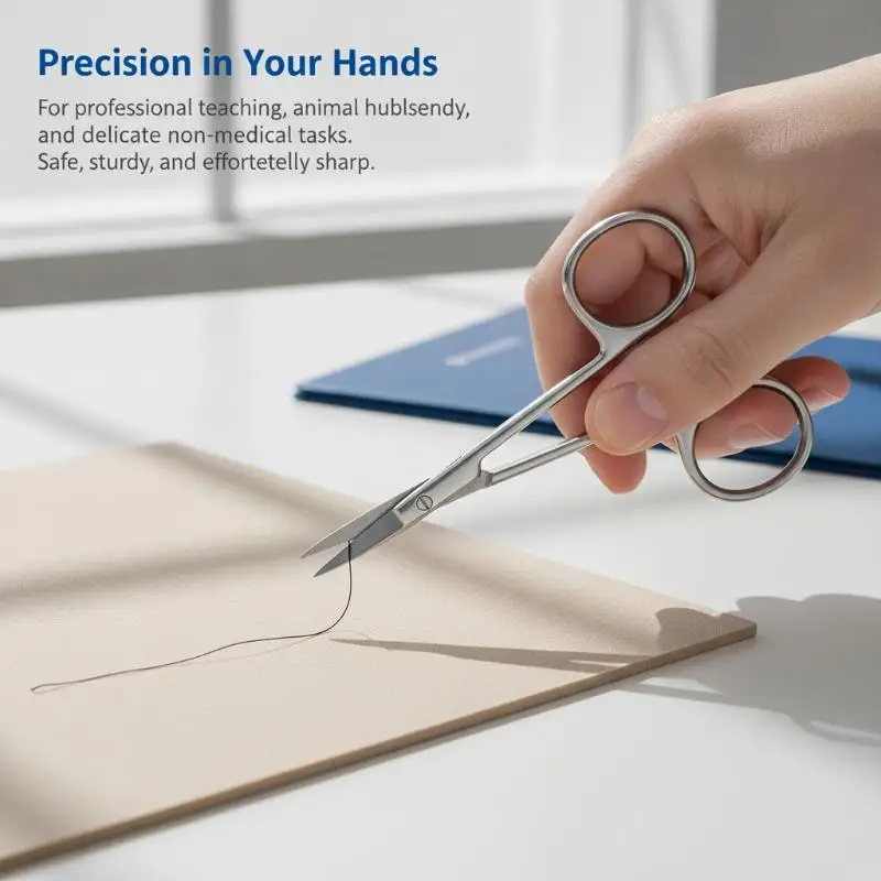 Stainless Steel Sharp Surgical Scissors Straight Curved Tip Precision Dissection Instrument for Biology Lab Student Use
