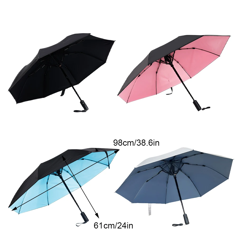 

UV Sunshade Umbrella Windproof Sunny Rain 2 In 1 Folding Umbrella Color Coating Sunscreen Sun Umbrellas With Fan