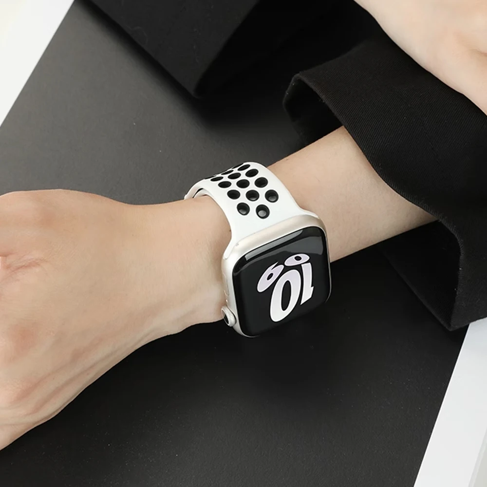 الفرقة ل أبل ساعة الأشرطة سلسلة 9 10 8 SE 7 6 5 4 الترا 2 49 مللي متر 45 مللي متر 44 مللي متر 42 مللي متر 46 مللي متر سيليكون سوار كوريا iWatch 41 مللي متر 40 مللي متر