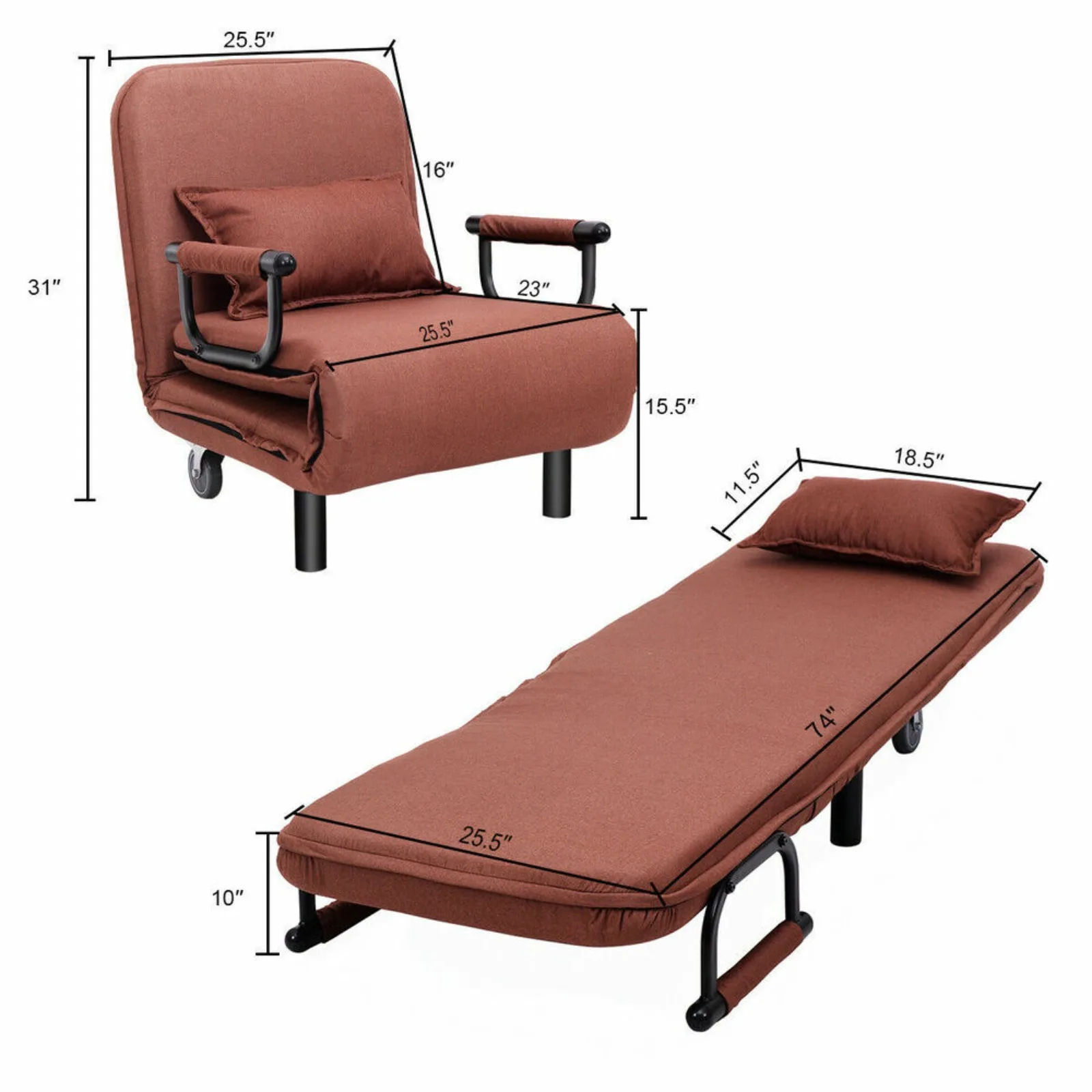 US Adjustable sofa bed, folding armchair, sleeper, leisure lounge chair, leisure sofa new product-