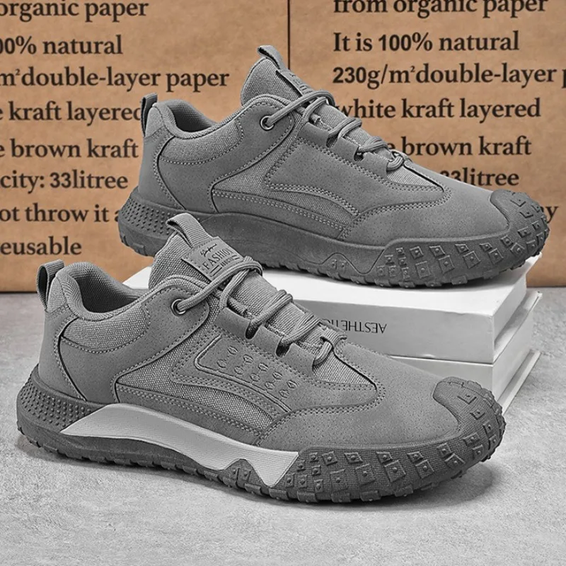 Men's Breathable Hiking Shoes Durable Outdoor Walking Men's Sneakers Non-Slip Lace-Up Low-Cut Casual Athletic Shoes for Man