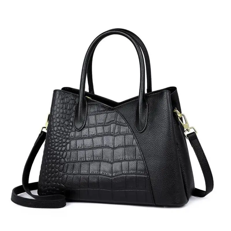 2023 New Fashion High Capacity Genuine Leather Crocodile Embossed Handheld Women's Bag Luxury Brand Famous Designer's Bag Women