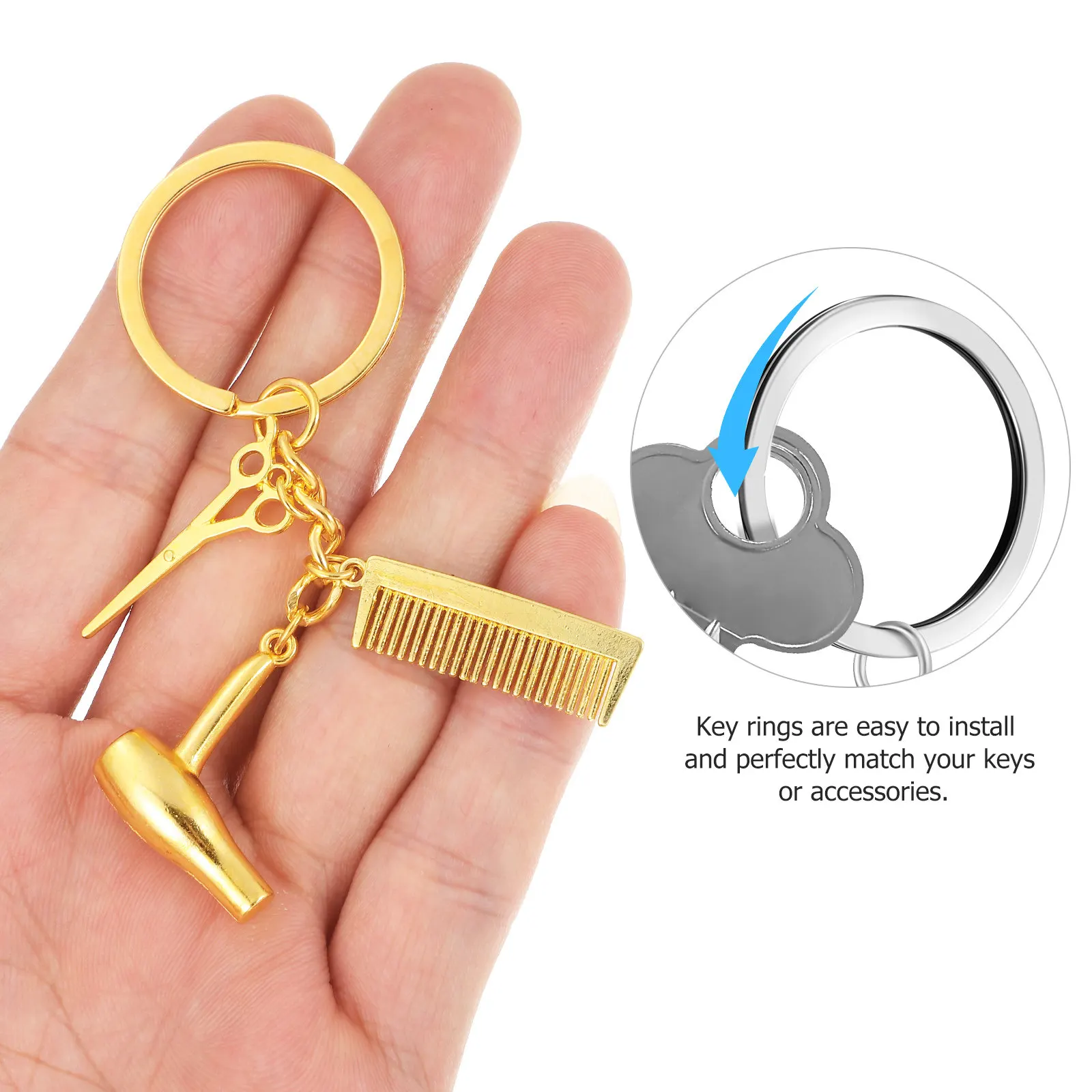 

4 Pcs Stylist Cute Styler Dry Hair Keychain Women Beautician Keyring Dresser
