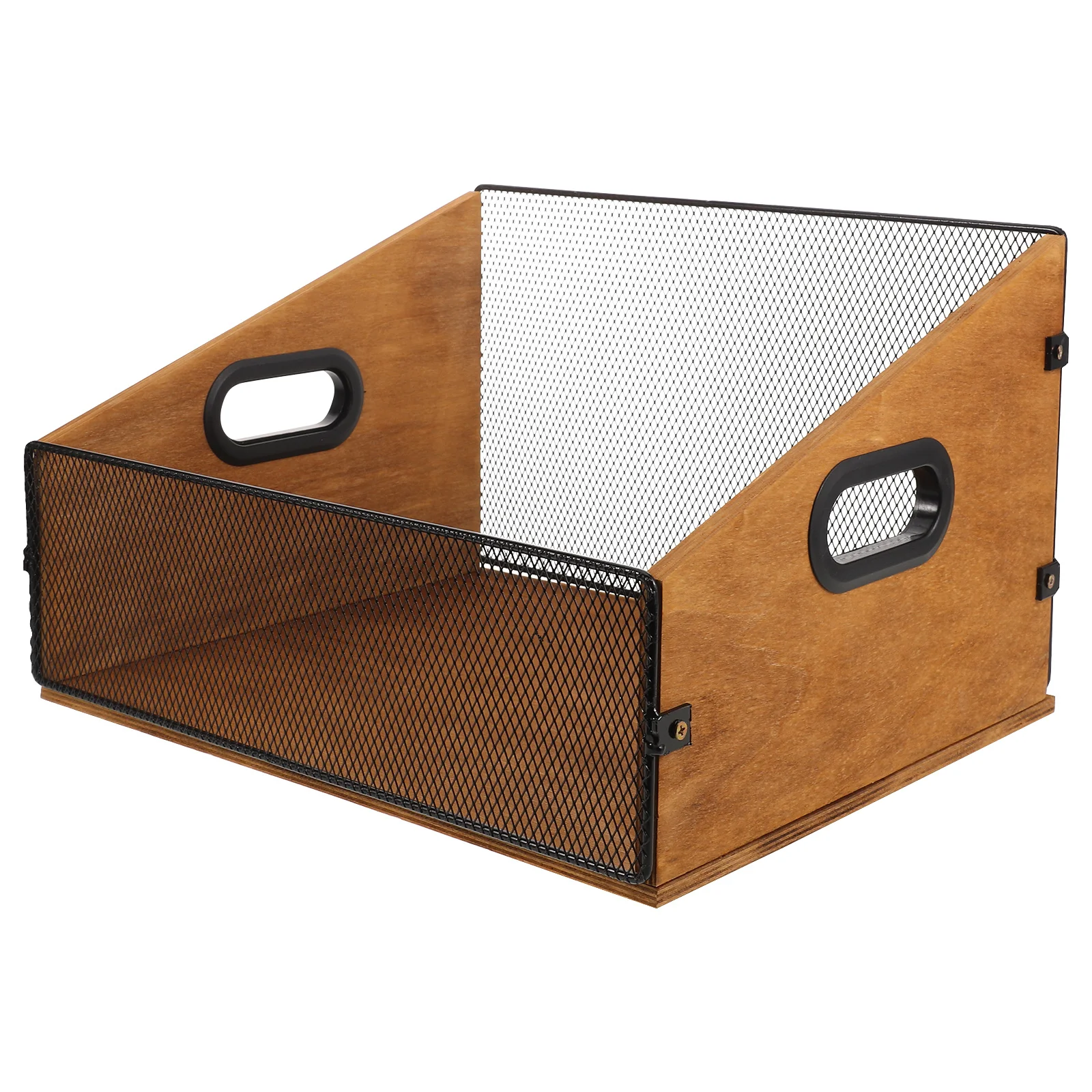 Solid Wood Record Storage Crate Vinyl Album Organizer Rustic Storage Box with Handles Vinyl Record Display Organizer Desktop Bin