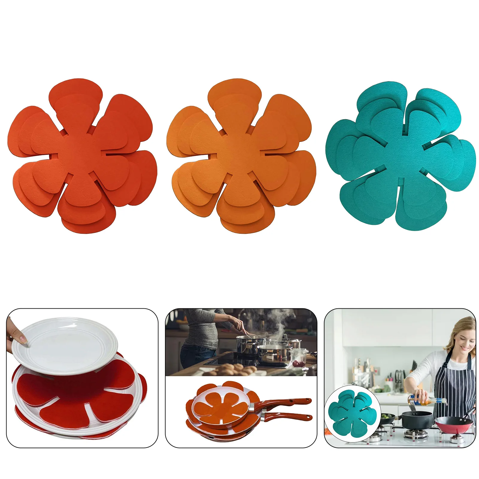 Felt Protectors Designed For Cookware Stacking To Maintain Finish Integrity On Nonstick Aluminum And Stainless Steel