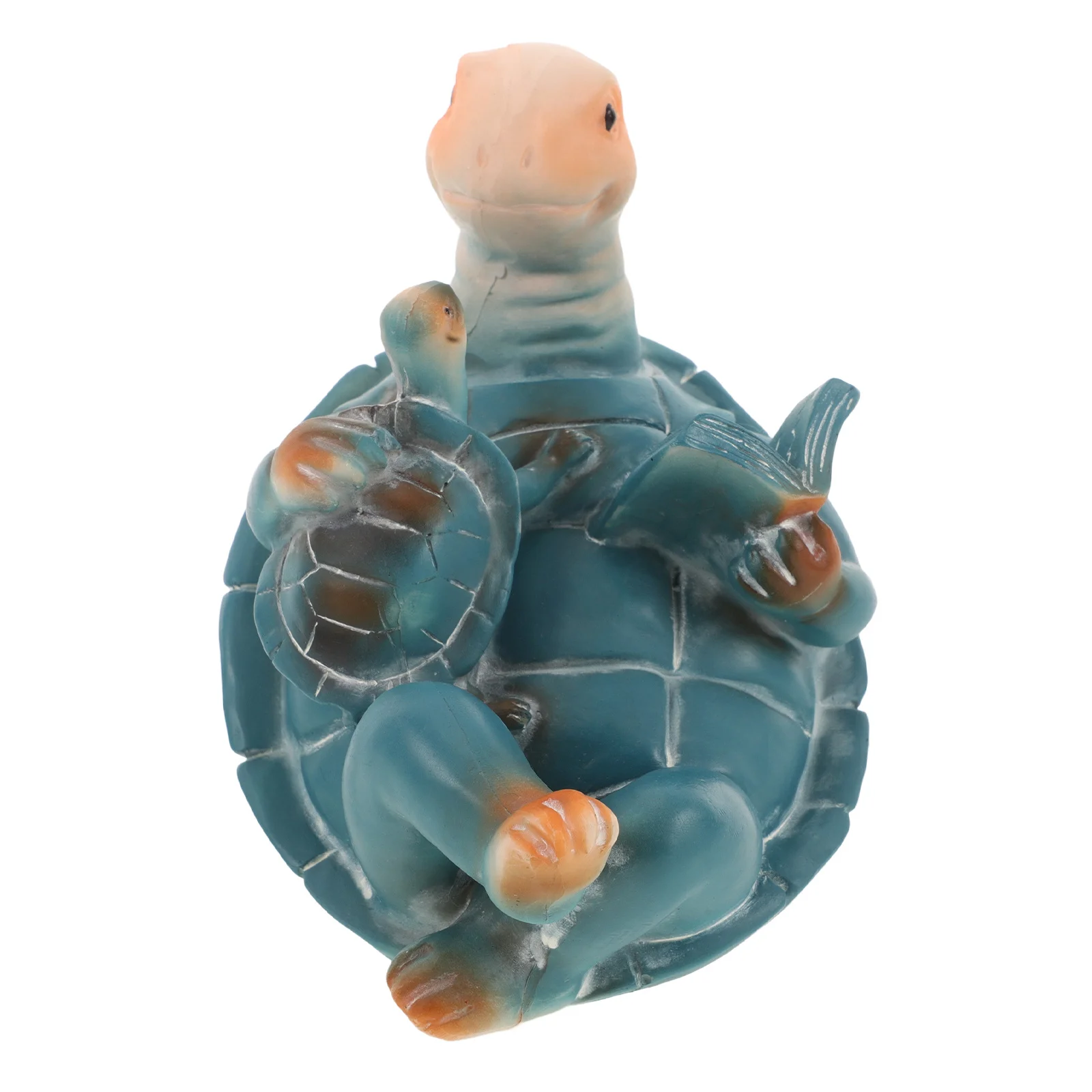 

Resin Turtle Statue Holding Baby Reading Book Garden Home Decor Artistic Sculpture Turtle Statue Decor