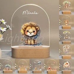 Lámpara de Animal personalizada para niños, luz nocturna 3D con nombre personalizado para bebé, dormitorio, decoración del hogar, regalo de cumpleaños y Navidad