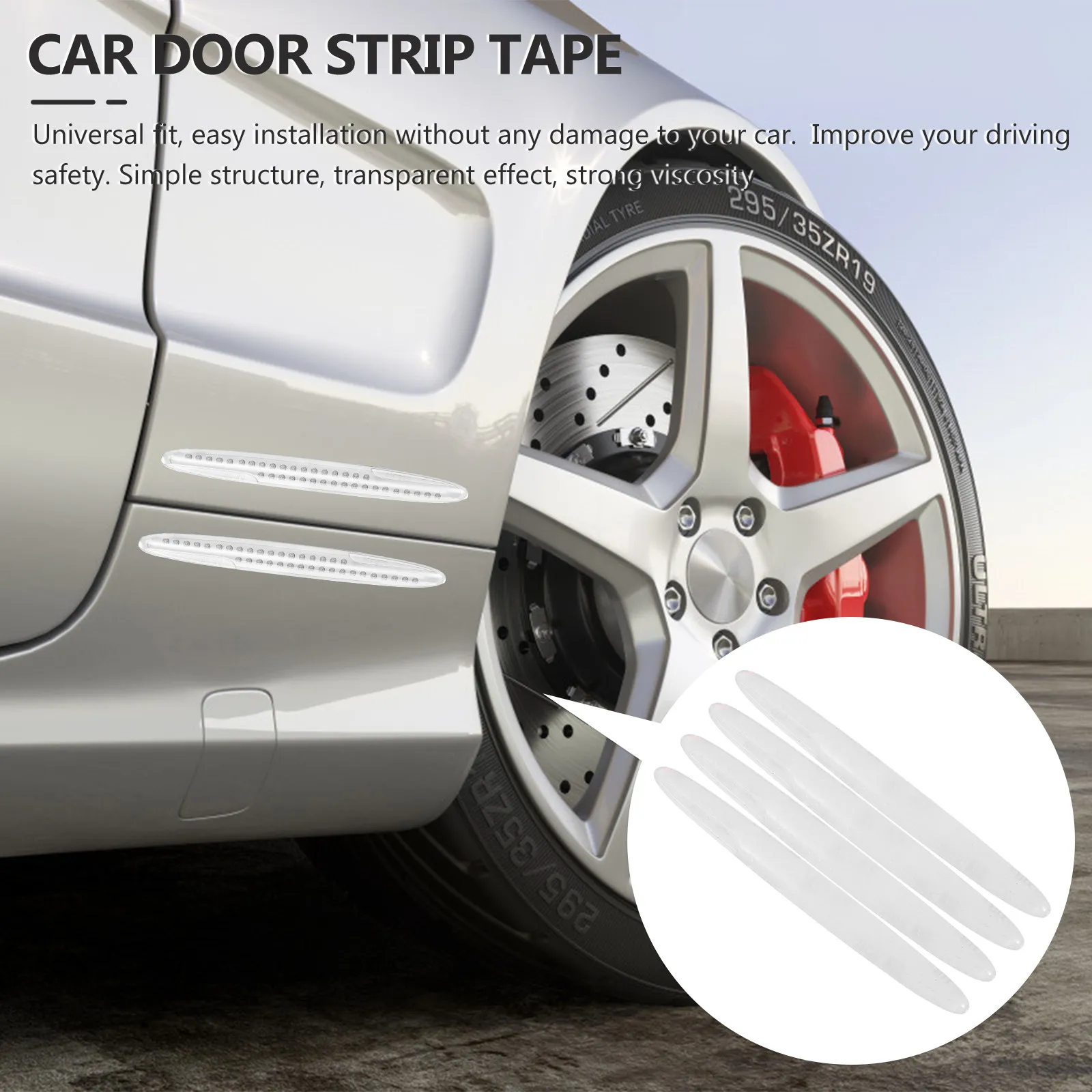 

4Pcs Car Door Anti-Collision Strip Silicone Transparent Protective Sticker Auto Door Guard Anti-Scratch Buffer Safety Trim