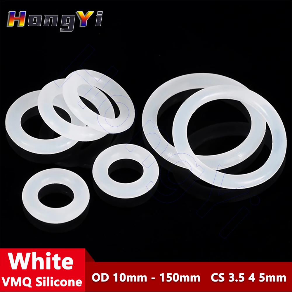 10Pcs CS 3.5 4 5mm VMQ Silicone O-Ring Gasket White Sealing Washer OD 10mm - 150mm Waterproof and Insulated