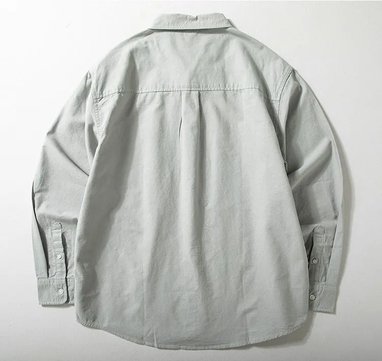 Men 100% Cotton Shirt Lapel Long Sleeve Loose Classic Comfort Layering Trendy Versatile Casual Spring Fall Top