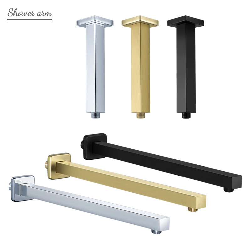 

Wall Mounted Brushed Gold Ceiling Mounted Shower Arm Stainless Steel Chromed Bathroom Shower Hardware Accessories