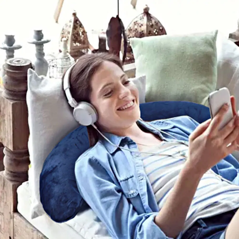 

Headrest Pillow Nap U Shaped Office Car Inflatable Armrest Pillows for Sleeping U-shaped Blue Sofa
