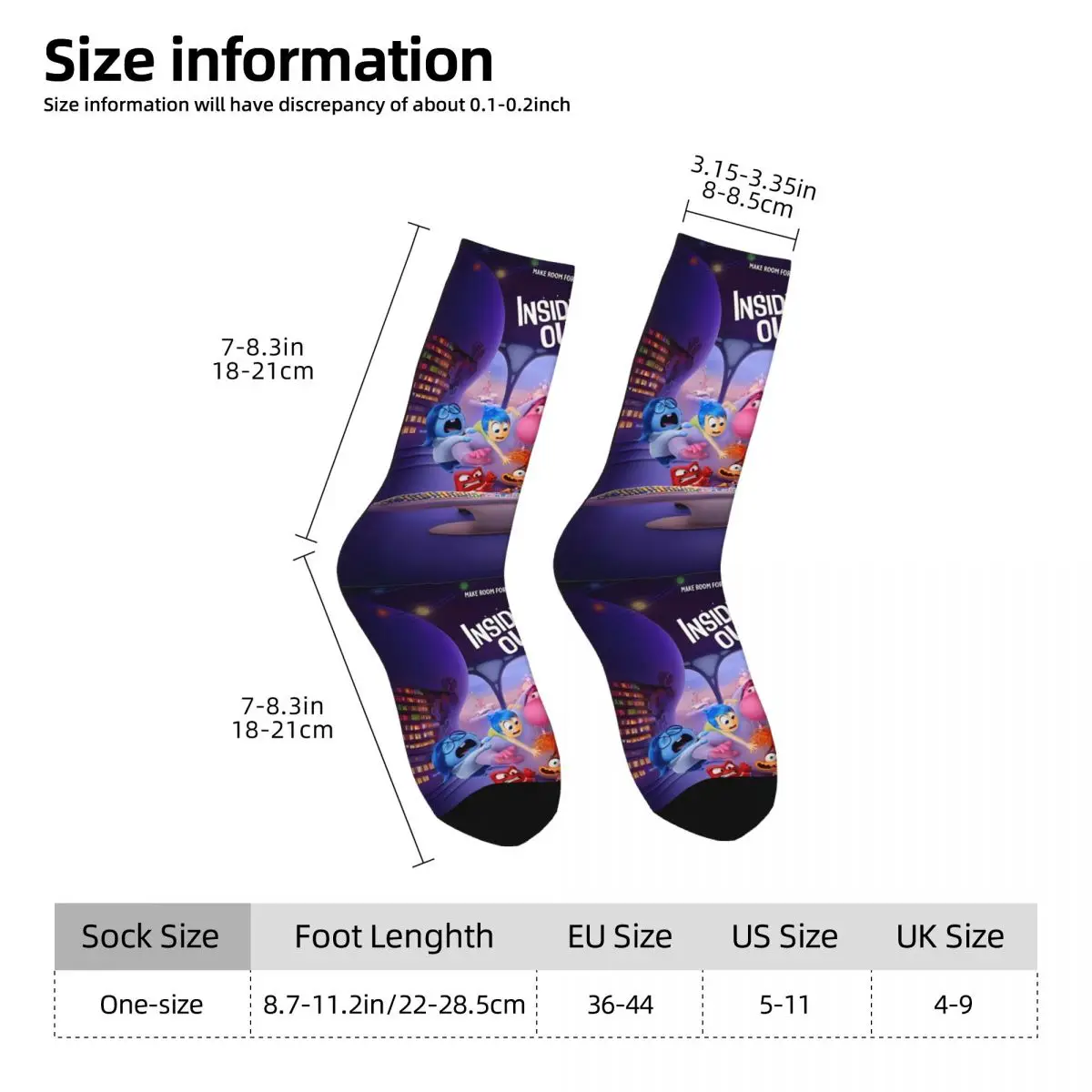 Winter Warm Crazy Design Men\'s Women\'s Inside Out Cartoon Socks Breathable Crew Socks