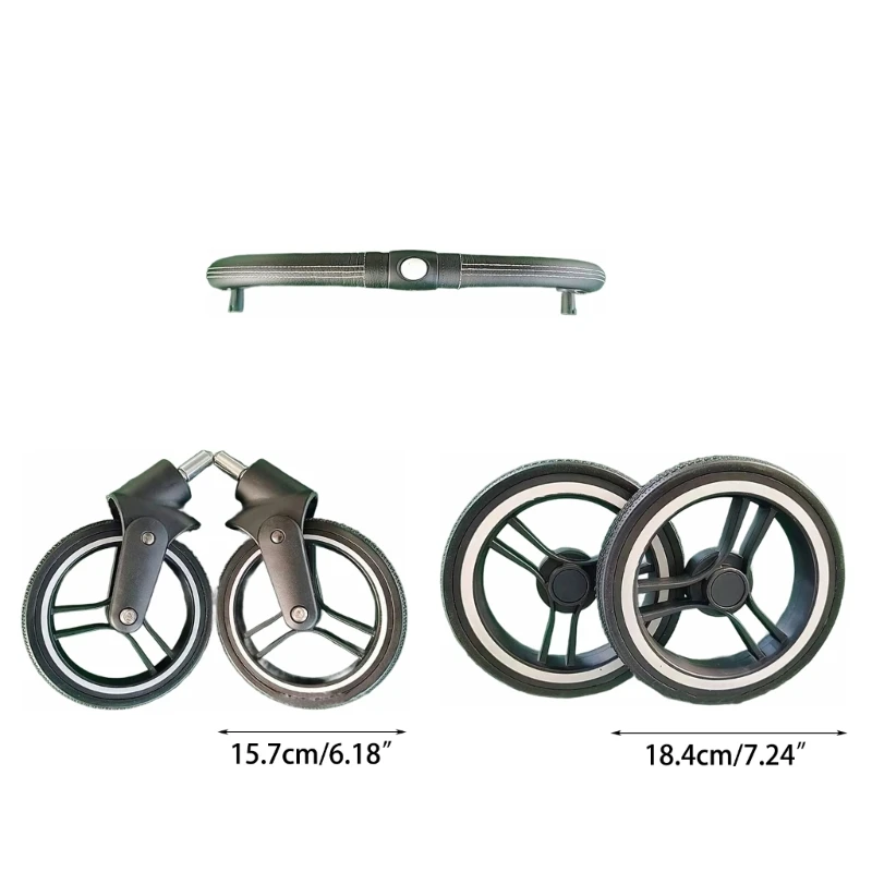 Baby Pram Wheel Set Reliable Rubber and Metal Stroller Replacement Front Armrest for Yoya Dearest