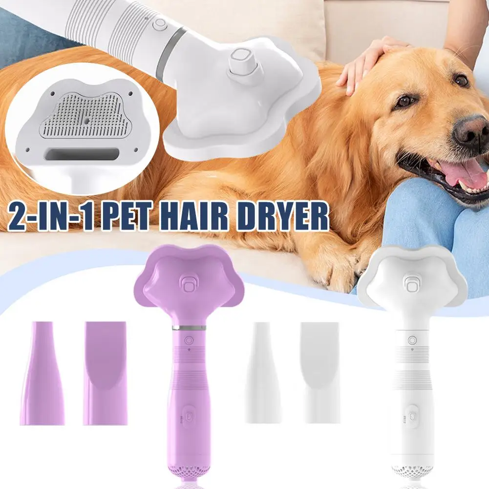 NEW 2-in-1 Quiet Pet Hair Dryer, Pet Grooming Brush, Hot Air Brush For Grooming And Hair Removal, Smooth And Efficient Dryi J5F3