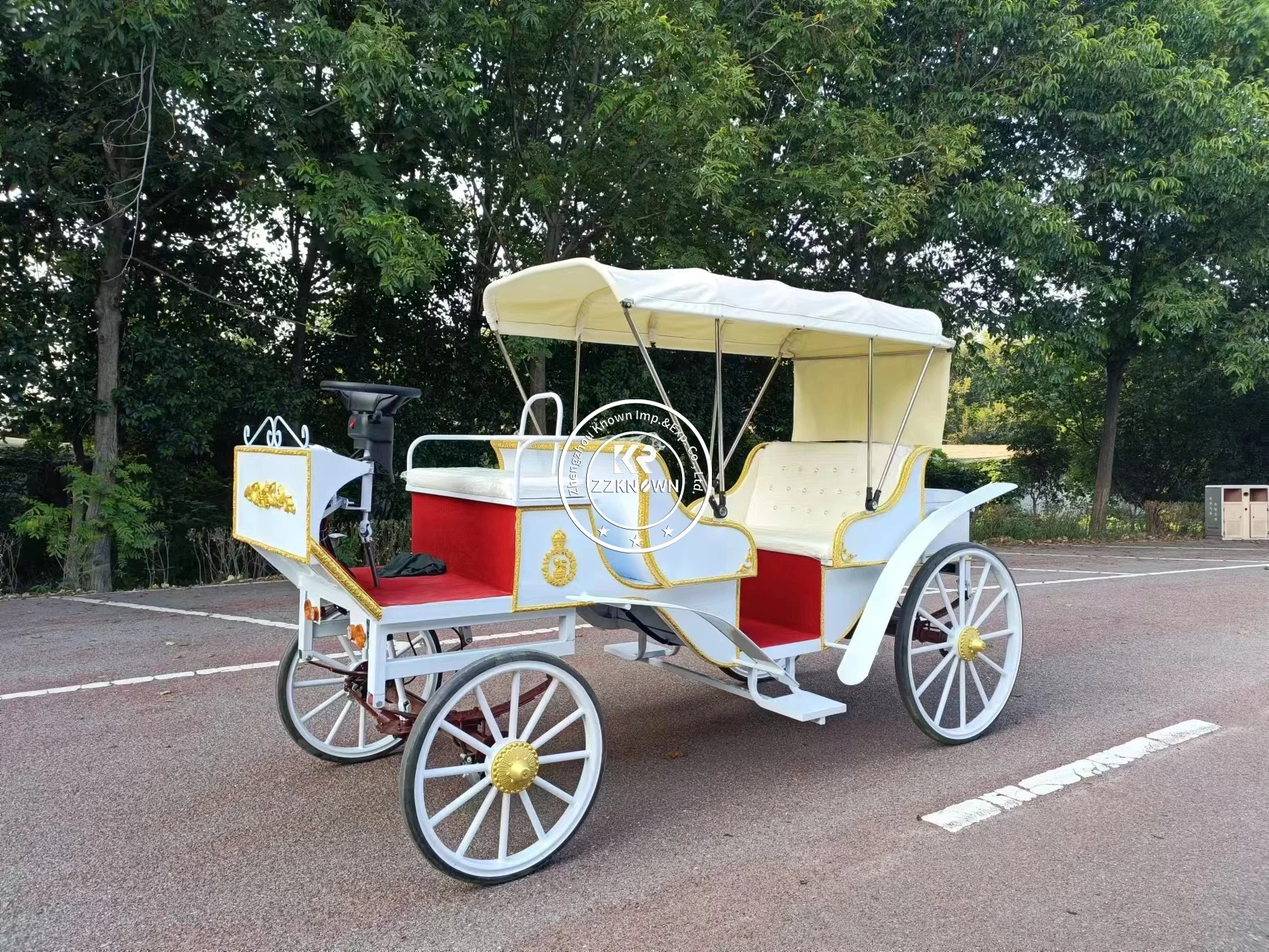 รถม้าไฟฟ้ารถลากสำหรับขี่ม้าที่ปรับแต่งได้หรูหรา