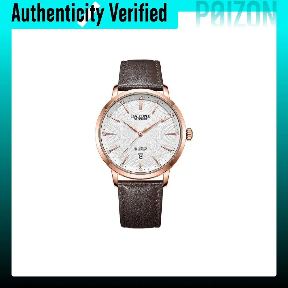 RARONE Free Style Collection Minimalist Fashion Modern Gentleman Mechanical Movement Genuine Leather Strap 8670129