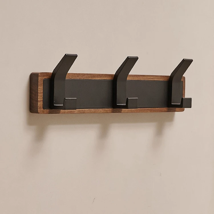 BAKALA-zwart houten muurhaak, hangende kapstok voor badkamer, keuken, slaapkamer, hal, kledinghouder