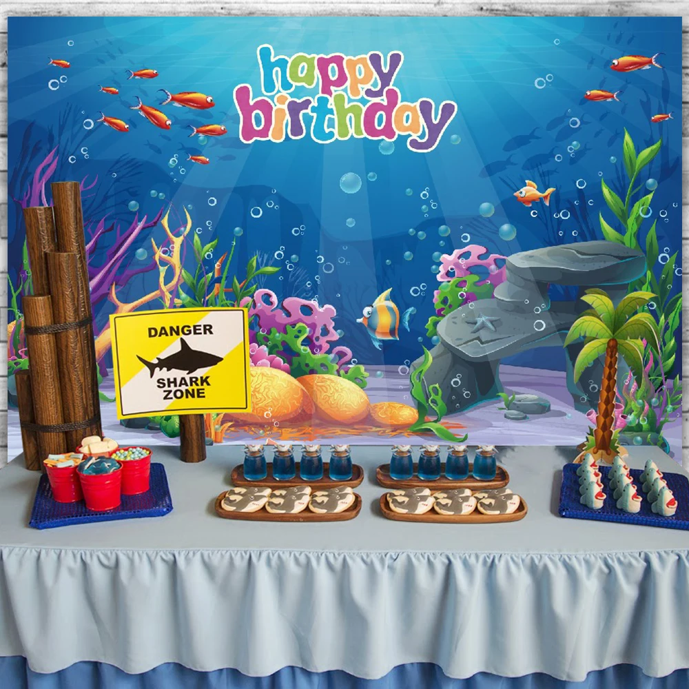 خلفية مخصصة لسمك القرش في قاع البحر ، تصوير لحديثي الولادة ، ديكور عالمي تحت الماء ، خلفية لاستوديو الصور ، حفلة عيد ميلاد الطفل