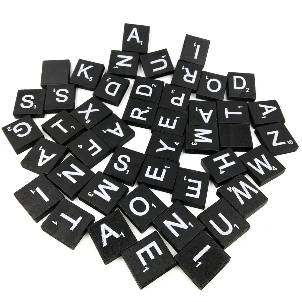 100 Pcs 26 Alphabet Bulk Tiles with White Silkscreen Numbers And Letters