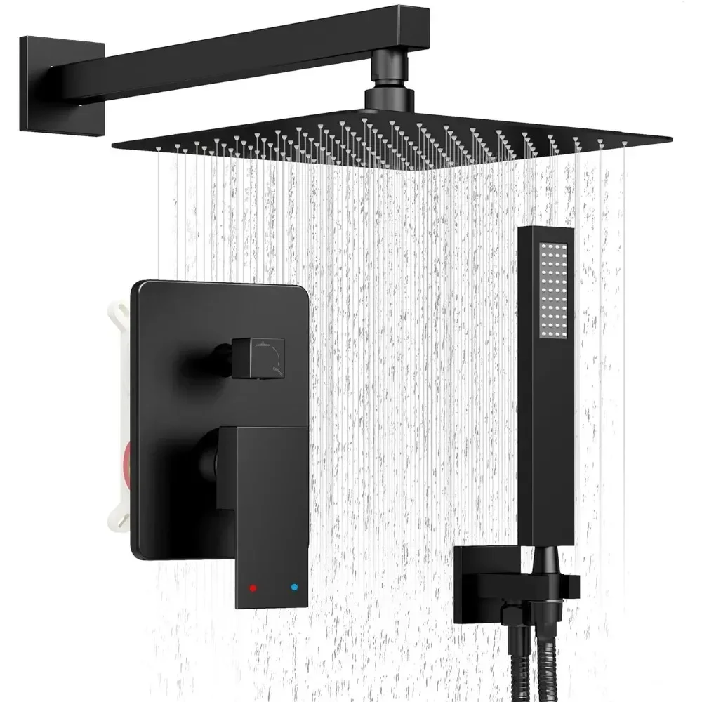 

Shower Head Set with Rain Showerhead and Handheld, Wall Mounted High-Pressure Shower Combo Set with Shower Valve and Trim