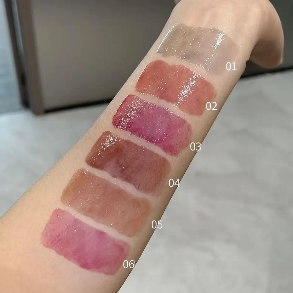 Crystal Nude Gray Nude glitter lip gloss Korean Lip Glaze Sheer Nude Glitter Lip Transparent Crystal Stain Shine Plumping Makeup