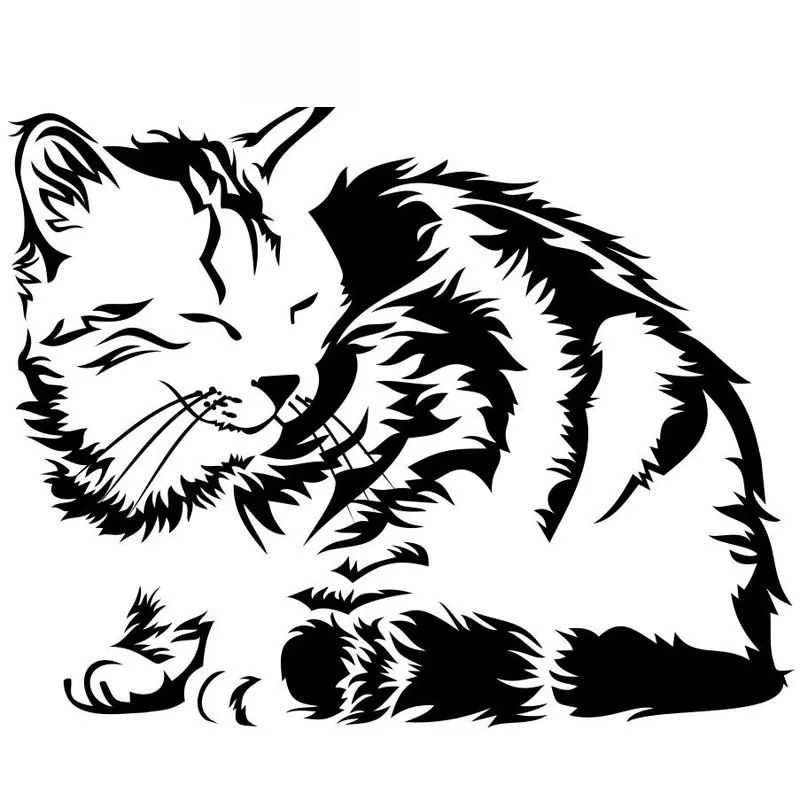 Car Sticker Sleeping Cat Animal Car Sticker Funny Window Decoration Decal Motorcycle Accessories Black/White,15cm*13cm