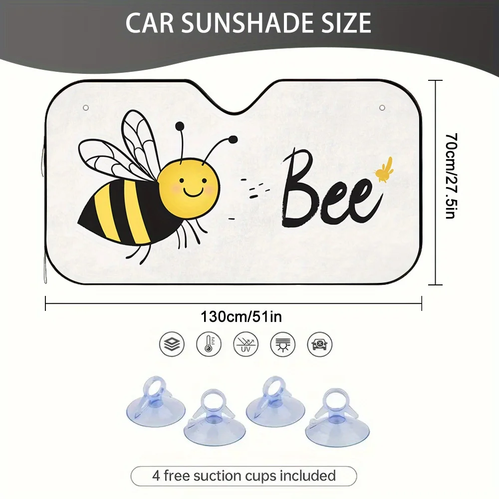 One Happy Buzzing Bee Car Sun Visor, Compatible With For All Types Of Vehicles, A Must-Have For Urban Travel, Helps Maintain A C