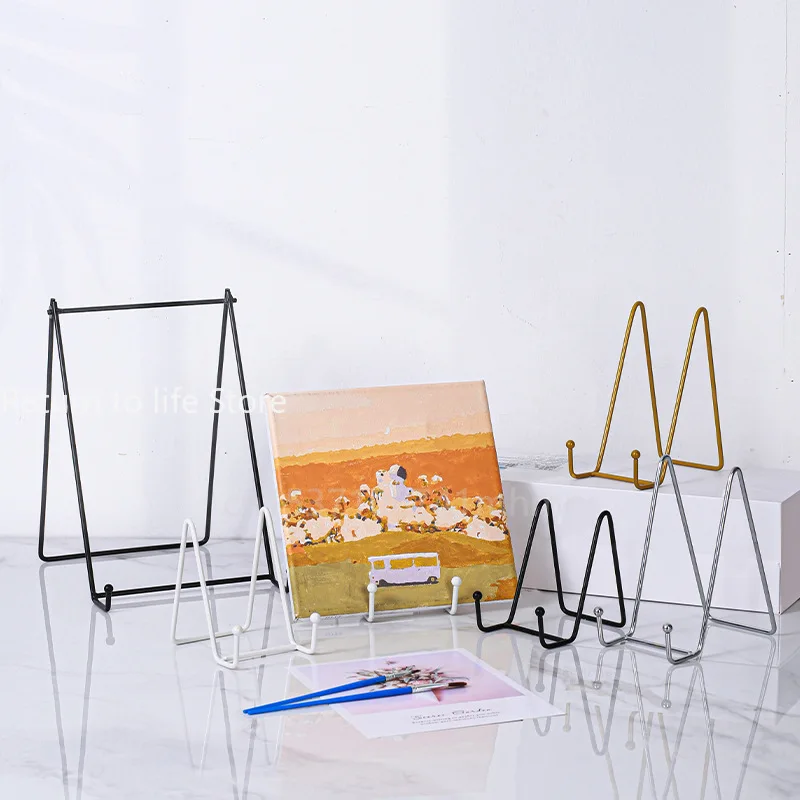 Iron Art Display Stands Storage Rack Metal Easel Stand For Photo Picture Frame Oil Painting Plate Book Organizer Shelf Holder