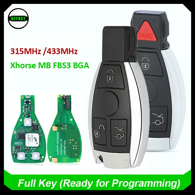 

DIYKEY Xhorse MB FBS3 BGA Keyless-Go Smart Remote Key 3/4 Button 315MHz/433MHZ for Mercedes-Benz W204 W207 W212 W164 W166 W221