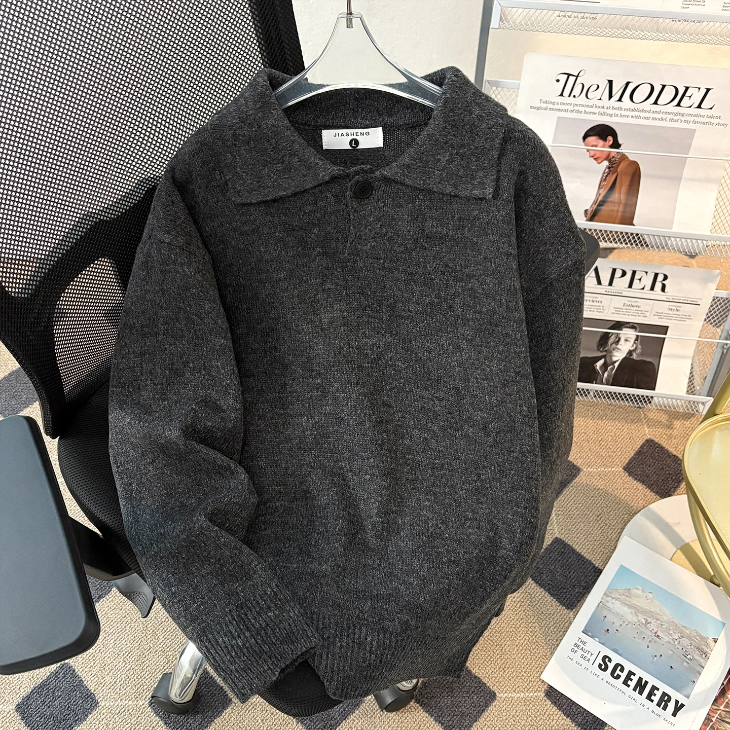 

Мужской теплый универсальный вязаный свитер-худи Deep ey Ne Knitwear для осени и зимы, повседневный, молодежный, однотонный