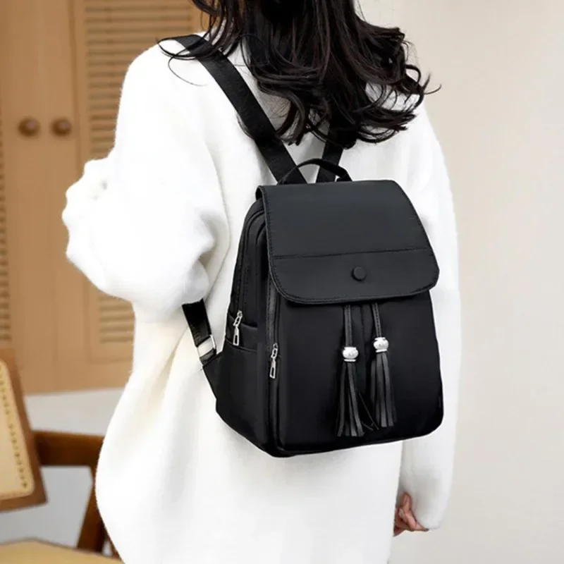 Women Simple Crossbody Bag Student Shoulder Bag Solid Color Casual Backpack Bag