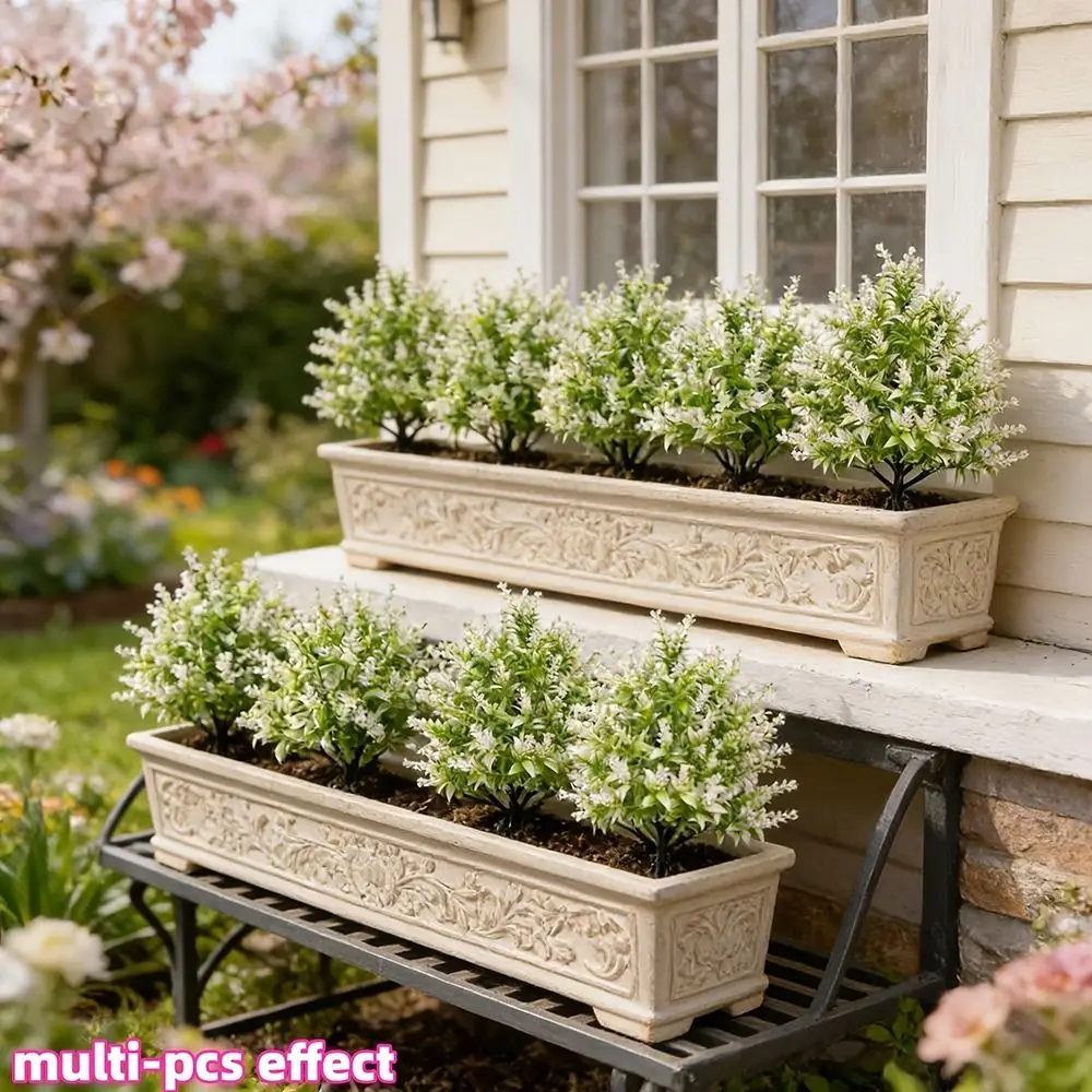 Multicolor Persian Fern Artificial Plant with Ground Stake UV Resistant Simulation Lavender Plant Waterproof No Fade