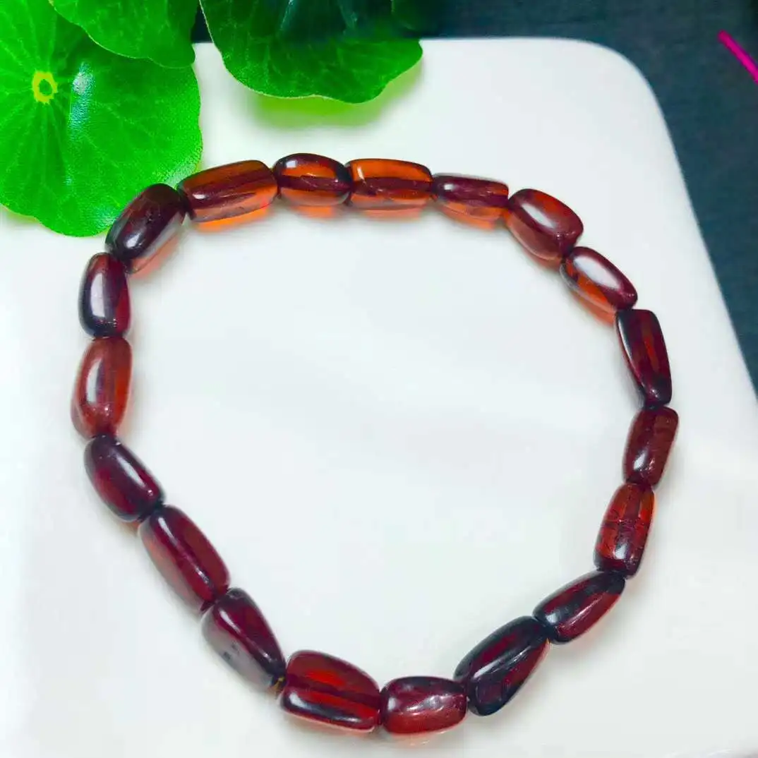 

Natural Red Amber Bracelet Men Women Fine Jewelry Baltic Blood Ambers Free Form Beads Bracelets Bangles Girlfriend Mom Gifts