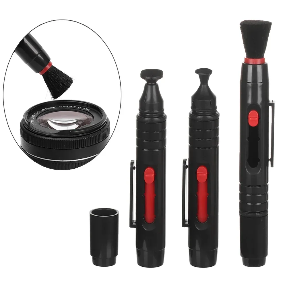 3 in 1 Kit Lens Cleaner Pen Portable Dust Cleaner for DSLR VCR DC Camera Lenses Filters Cleaning Retractable Brush Cleaning Pen