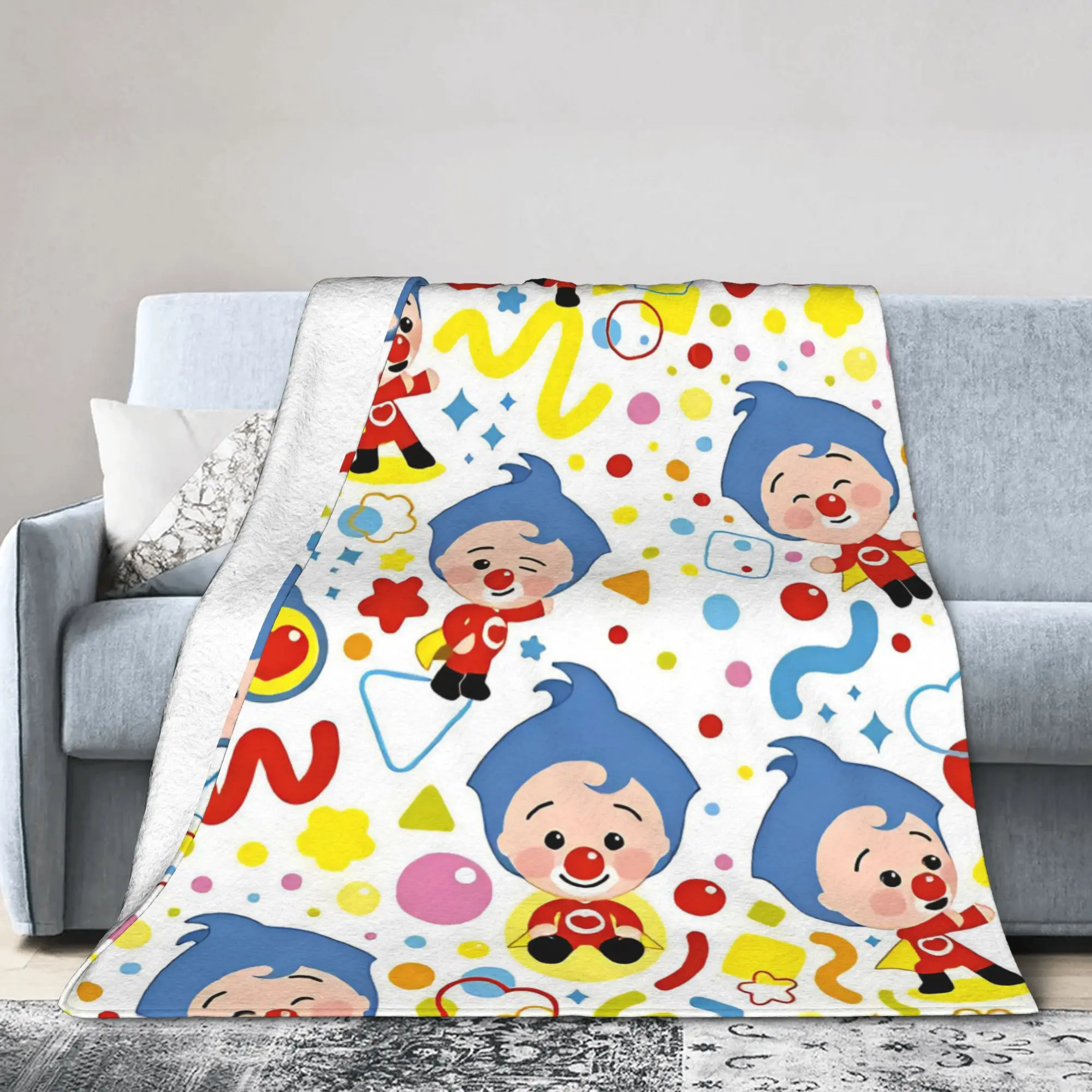 Payaso P-Plims Cartoon Music Flannel Throw Blankets  Blankets for Home Bedroom Super Soft Plush Thin Quilt,